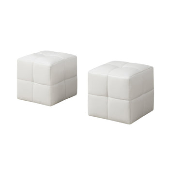 POUF - ENSEMBLE 2PCS / JUVÉNILE / SIMILI-CUIR BLANC 