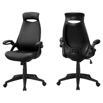 CHAISE DE BUREAU - SIMILICUIR NOIR / MULTIPOSITIONS 
