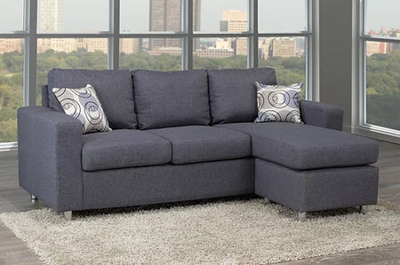 Sectionnel avec méridienne réversible (tissu gris)
