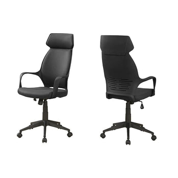 CHAISE DE BUREAU - MICROFIBRE NOIRE / DOSSIER HAUT EXECUTIVE 