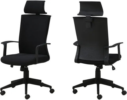 CHAISE DE BUREAU - NOIR / TISSU NOIR / DOSSIER HAUT EXÉCUTIF 