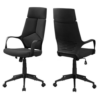 CHAISE DE BUREAU - NOIR / TISSU NOIR / DOSSIER HAUT EXÉCUTIF 