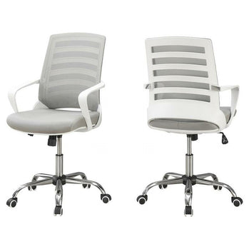 CHAISE DE BUREAU - BLANCHE / MESH GRIS / MULTIPOSITIONS 