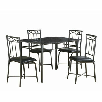 ENSEMBLE A DÎNER - ENSEMBLE 5PCS / MARBRE GRIS / METAL ANTHRACITE